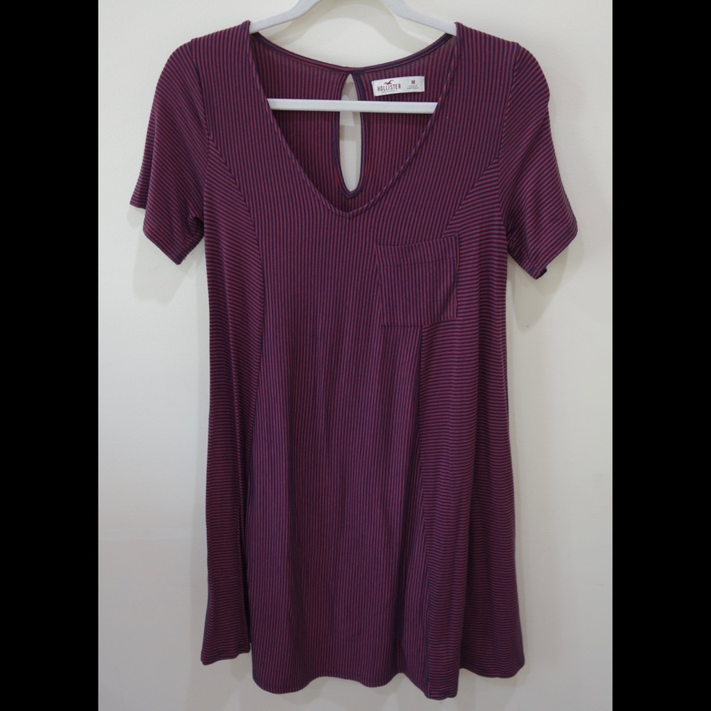 Hollister Striped Short Sleeve Dress with Front Pocket - Medium